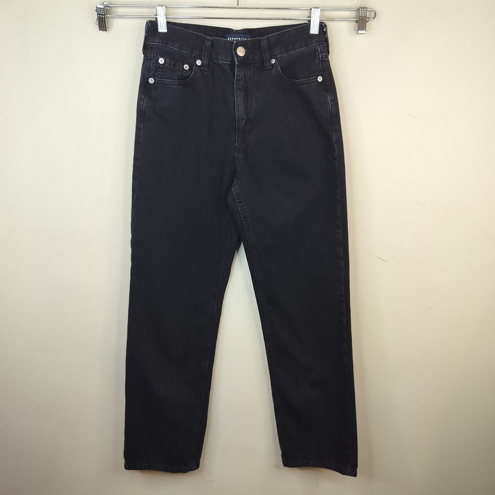 Aeropostale High Rise Baggy Jeans 2 Reg Womens Black 90s Relaxed